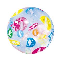 an inflatable ball with different colored stickers on it