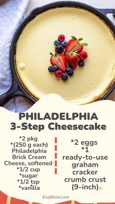 PHILADELPHIA 3-Step Cheesecake Ready Crust Cheesecake Recipe, Cheesecake With Ready Made Crust, Easy Cheese Cakes Recipes Classic, Graham Cracker Crust Cheesecake Recipes, Pie Crust Cream Cheese Desserts, Pies Using Graham Cracker Crust, Easy Cheesecake Recipes Philadelphia, Cheesecake Recipe With Premade Crust, Philadelphia Cream Cheese Cheesecake Recipe