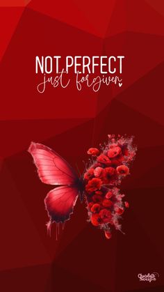 a red butterfly with the words not perfect just for given