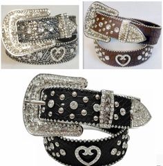 Western Rhinestone cowgirl woman Girl Belt Rodeo Bling Brighton Heart BW50145 in Clothing, Shoes & Accessories | eBay Cowgirl Party Games, Bling Belt, Rhinestone Cowgirl, Bling Belts, Girls Belts, Cowgirl Bling, Women's Belts, Cowgirl Party, Rhinestone Belt