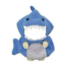 a stuffed toy shark with its mouth open