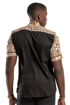 FREE SHIPPING, ADD TO CART NOW ! Our Adonis African shirt for men is perfect for any event. It can give you the casual and formal vibes.  Description: Button-Up Mao collar Trimming with African print fabric 100% cotton African print fabric and super 100 Measurements: S (Size 4-6)       M (Size 8-10)         L (Size 12- Black Cotton Short Sleeve Shirt With Casual Collar, Black Short Sleeve Cotton Shirt With Casual Collar, Casual Black Dress Shirt For Summer, Casual Black Summer Dress Shirt, Black Short Sleeve Shirt For Semi-formal Occasions, Black Semi-formal Tops For Summer, Black Fitted Short Sleeve Dress Shirt, Black Semi-formal Summer Top, African Shirt