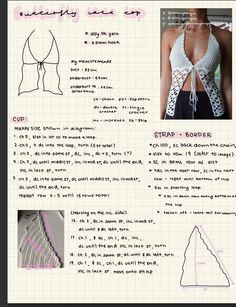 the instructions for crocheted bras are shown in this page, and there is also