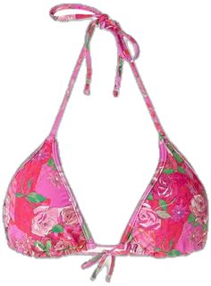 Feminine Floral Print Swimwear For Swimming, Feminine Triangle Top Swimwear For Pool, Pink Padded Swimwear For Summer, Feminine Floral Print Swimwear For Pool, Pink Padded Cup Swimwear For Summer, Feminine Floral Swimwear For Beach Season, Feminine Floral Print Swimwear For Sunbathing, Feminine Floral Print Swimwear For Beach Season, Feminine Triangle Top Swimwear For Beach Season