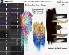 74 Glitter Brush Stroke Procreate Stamp Brushes Vol.1 Metallic - Etsy Thailand Procreate Stamp Brushes, Unicorn And Glitter, Paper Dolls Printable, Brush Kit, Procreate App, Procreate Brushes, Apple Pencil, Gold Texture