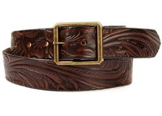 Handmade leather belt featuring a classic western floral design makes a great gift for a country loving cowboy or cowgirl! This elegantly crafted belt adds a hint of country style to any pair of jeans! Belt pictured in Brown/Black with Brass buckle. -Made from premium full-grain American cowhide and built to last. Won't rip, split or peel apart like store-bought impostors!-Oh Snap! Belt comes included with a stylish plain buckle attached with a durable snap allowing for interchangeable belt Buck Classic Brown Belt Buckles For Western-themed Events, Western Style Hand Tooled Belt For Formal Wear, Western Brown Belt For Formal Occasion, Western Style Brown Belt For Formal Occasions, Western Antique Belt Buckles In Rectangular Shape, Western Antique Rectangular Belt Buckle, Western Style Rectangular Antique Belt Buckle, Brown Leather Rodeo Belt, Brown Leather Belt For Rodeo