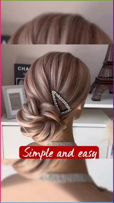 This hairstyle works on every hair type 😍#hairtrend2024 #beauty#hairstylesforthinhair #hairstyling Hair Do Up For Wedding, Formal Diy Hairstyles Easy Updo, Types Of Updos, Easy Glamorous Hairstyles, Easy Low Updo Hairstyles Medium Hair, 1920s Updos For Long Hair, Up Do For Fine Hair Wedding, Fine Short Hair Updo, Medium Length Hairstyles For Graduation