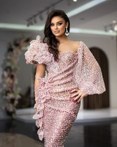 Taxes + Shipping included! Dress With Sparkles, Formal Occasion Dress, Sequins Fabric, Light Pink Dress, Dresses Cute, Veil Hairstyles, Couture Dress, Ankle Length Dress, Party Gown