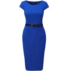 The sheath design comes with a round neck, cap sleeve, and a belted waist. Simple and fitted, this office dress is a must for your work wardrobe. This dress sits just at the knee and is perfect for formal events when paired with court heels. This dress is perfect for formal events when paired with court heels. Office Dress For Women, Office Clothes, Work Belt, Maxi Bodycon Dress, Dress Royal Blue, Office Dresses For Women, Court Heels, Dress Royal, Office Dress