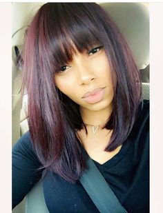 Color!! Yaas hunty!! Classy Bangs, Sew In With Bangs, Cut Bangs, Haute Hair, Hair Affair, Penteado Cabelo Curto, Hair Crush, Relaxed Hair