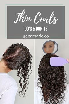 How to Style Low-Density/Thin Curls, Dos & Don'ts - Gena Marie Hair Gel, Hair Routines, Long Curly Hair, Curly Hairstyles, Curly Girl