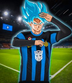 an animated image of a soccer player holding his hands up to his head with the stadium lights in the background