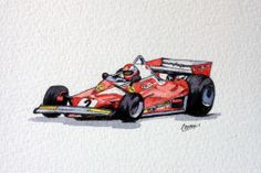 a drawing of a racing car on white paper