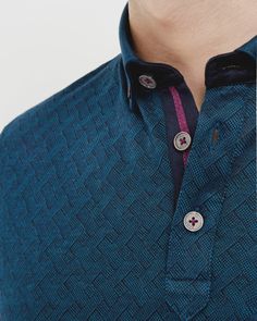 Jacquard polo shirt - Teal | Tops & T-shirts | Ted Baker                                                                                                                                                                                 More Polo Outfit, Men Polo Shirt, Tshirt Design Men, Polo Tees, Polo T Shirts, Man Fashion, Mens Winter Fashion, Mens Wear