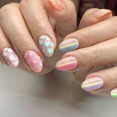 Theme Nails, Dot Nail Designs, Short Nail Manicure, Glass Nails Art, Mani Ideas, Acrylic Ideas, Amazing Nails, Cherry Nails