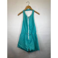 Urban Outfitters Women's Size Medium Turquoise Blue Halter Romper Zips Up Front, Elastic At Back Nylon, Pockets On Front New With Tags - $69 Smoke Free Home Measurements Lying Flat: Waist: 15 Inches Inseam: 34 Inches Inseam: 2 Inches Thanks For Looking! Blue Swimwear With Pockets For Spring, Sporty Blue Jumpsuits And Rompers For Spring, Casual Turquoise Swimwear For Spring, Urban Outfitters Casual Swimwear For Vacation, Casual Light Blue Sleeveless Swimwear, Light Blue Sleeveless Casual Swimwear, Casual Urban Outfitters Swimwear For Vacation, Urban Outfitters Fitted Casual Swimwear, Halter Romper