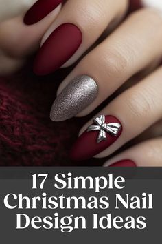 Get into the Christmas spirit with these stunning and easy nail designs! Whether you prefer a classic red and green look or something more subtle, there's a simple Christmas nail idea for everyone. From sparkly accents to festive patterns, these nails are sure to get you in the holiday mood. Treat yourself to some festive pampering with these simple but charming Christmas nail art ideas that will make your nails stand out at any holiday gathering. Ombre Nails For Christmas, Pretty Simple Christmas Nails, Christmas Nails Jesus Cross, Gold Christmas Tree Nail Art, Cranberry Nails Christmas, Burgundy Nail Designs Christmas, Nail Art Designs Holiday, Nail Into Christmas, Best Christmas Nails Design