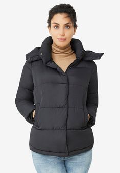 Our statement-making water-resistant puffer in the season's trendiest shades makes dressing for the elements anything but average. Straight silhouetteSnap Making Water, New Bra, Tunic Tank Tops, Swimsuits For All, Plus Size Shorts, Petite Jeans, Detachable Hood, New Tops, Puffer Coat