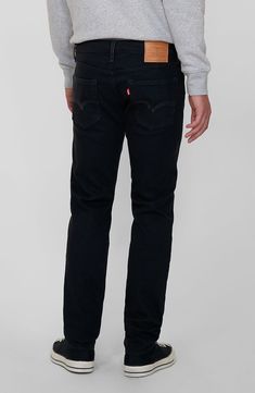 White topstitching adds subtle contrast to the black stretch denim of lightweight, slim-fitting jeans that can go casual or elevated. Style Name:Levi'S 511 Slim Fit Jeans (Black Knight). Style Number: 6242772. Levis 511 Slim, Fitting Jeans, Levis Pants, Levi Strauss Jeans, Black Knight, Elevated Style, Levi Jeans 501, Straight Fit Jeans, Straight Leg Denim