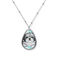 SugarspiceArt Shih Tzu Oval Necklac  The personalized pendant and its chain are made with robust brass material for dazzling looks that are long-lasting. The print panel is made with aluminum while the pendant itself comes in a unique shape of an ellipse.\n.: Brass pendant and necklace chain\n.: Ellipse-shaped pendant\n.: White print base\n.: Lobster clasp closure Silver Nickel-free Dog Tag Necklace, Nickel-free Silver Dog Tag Necklace, Dog Tag Charm Necklace With Adjustable Chain, Nickel Free Silver Dog Tag Necklace, Gift Dog Tag Charm Necklace With Adjustable Chain, Customizable Silver Memorial Necklace, Dog Tag Charm Necklace With Adjustable Chain As Gift, Sterling Silver Necklace For Personal Use, Customizable Silver Necklace For Memorial