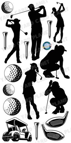 Golf Silhouette Yard Card Flair Set Wrestling Silhouette, Golf Drawing, Golf Artwork, Golf Graphic, Female Golfer, Wrestling Singlet