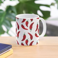 11oz ceramic mug featuring wraparound print. Available in two shapes. Dishwasher safe. Chillies! Chillies! Chillies! Chilli Pottery Painting, Hand Painted Mugs, Painted Mugs, Ball Design, Red Hot Chili Peppers, Chili Pepper, Pottery Painting, Red Hot, Golf Ball