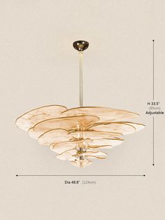 an image of a chandelier that is in the shape of flower petals with measurements