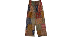 Patchwork Trousers, Brown Clothing, Hippie Pants, Bohemian Handmade, Brown Outfit, Split Skirt, Pants With Pockets, Bohemian Hippie, Cotton Pants