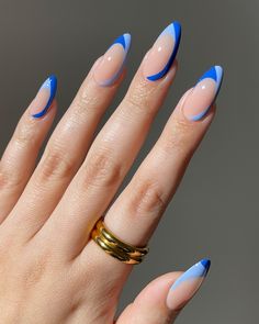 A cobalt blue polish with a creme finish. Smink Inspiration, Her Nails, Blue Nail, Nails Polish, Funky Nails, Chic Nails, French Tip Nails, Short Acrylic Nails, Cute Acrylic Nails