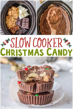 christmas candy recipe for slow cookers with chocolate, marshmallows and peanuts