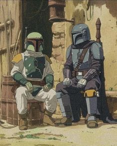 two boba fett characters sitting next to each other