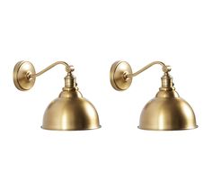 PB Metal Bell Pendant Hood - Bell with Brass Curved Arm Sconce Kit , Brass, Set of 2 Lee Lighting, Lakehouse Lighting, Kitchen Timeless, Sconces Kitchen, New House Bathroom, Sconces Living Room, Building A Cabin, Kitchen Lights, Bronze Lighting