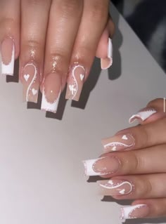 White Acrylic Nails, Girly Acrylic Nails, French Acrylic Nails, Short Square Acrylic Nails