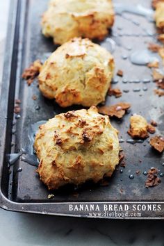 banana bread scones on a baking sheet