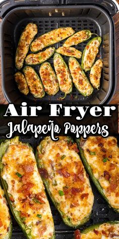 an air fryer filled with jalapeno poppers