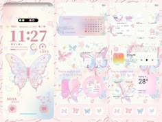 the wallpapers are designed to look like butterflies and flowers, with numbers on them