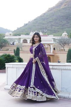 Faux Georgette purple Lehenga choli for women, wedding lehenga for bridesmaid, stitched lehenga with sequin embroidery work, Indian outfits Lehenha details:- Color : 2) Purple   Fabric & Work :- Faux Blooming Georgette With Heavy Sequins Embroidered work Length :- 42'' Waist :- 42''  Inner :- Cotton Flair  :- 3.5 Mtr Closure :- Chain Attached & With Dori Lat-kan Stitching Type :- Stitched Can-Can And canvas Blouse:- (Un-stitched) Fabric & Work :- Faux Blooming Georgette with Heavy Sequins Multi Purple Floor-length Traditional Wear For Navratri, Semi-stitched Purple Sharara With Resham Embroidery, Unstitched Purple Traditional Wear For Reception, Purple Sharara With Resham Embroidery For Festivals, Festive Purple Sharara With Resham Embroidery, Designer Purple Sharara For Festivals, Designer Festival Sharara In Purple, Unstitched Purple Sharara For Navratri, Purple Semi-stitched Sharara With Traditional Drape