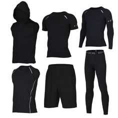 men's sports wear set with hoodie, shorts and tank top in black