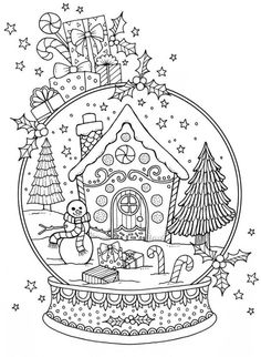 free christmas Colouring Outline, Globe Coloring Page, Santas Village, Christmas Sketch, Christmas Coloring Sheets, Christmas Snow Globe, Adult Coloring Designs, Fall Coloring Pages, Basford Coloring