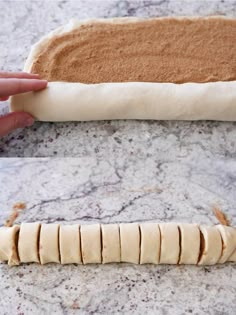 the dough is rolled up and ready to be baked