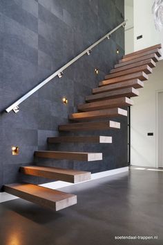 the stairs are made of wood and metal