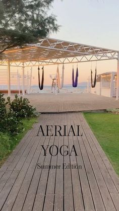 the aerial yoga pavilion is set up for an event