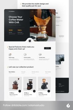 the website design for coffee shop