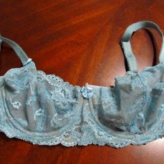 Teal Lace Bra, Lined In Beige, Underwire, Demi Cup, Size 34d. Beautuful For A Romantic Evening Or Just Under Your Dressy Clothes. Dressy Clothes, Demi Cup, Blue Bra, Romantic Evening, Cup Size, Lace Bra, A Romantic, Women's Intimates, Bra