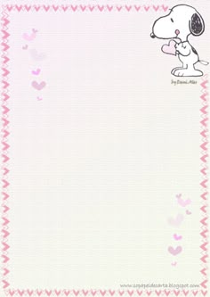 a pink border with a cartoon dog holding a teddy bear