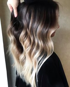 Drastic Ombre Hair, Medium Length Bayalage Hair, Brunette Blonde Underneath, Dark Hair With Blonde Tips, Brunette With Blonde Ends, Dark On Top Light On Bottom Hair, Dark Hair With Light Ends, Dark Roots Light Ends Brunettes, Dark Roots Blonde Ends