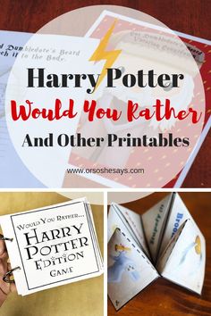 harry potter would you rather play with other printables? here are some fun ideas for kids to try out