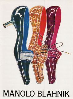 an advertisement for manolo blahnik's high heeled shoes from the 1960s