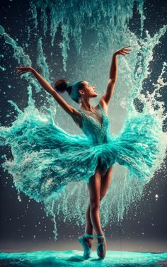 a ballerina is dancing in the water