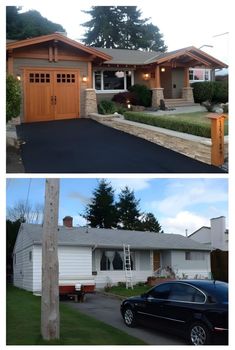 before and after photos of a house